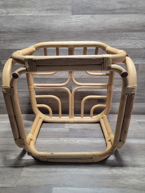 Vintage Brown Jordan Rattan Bamboo Side/ End Table 22" X 22 X 16.5" Tall gallery