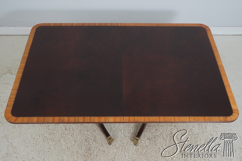 L72617: STICKLEY Regency Style Mahogany Double Pedestal Inlaid Dining Table gallery
