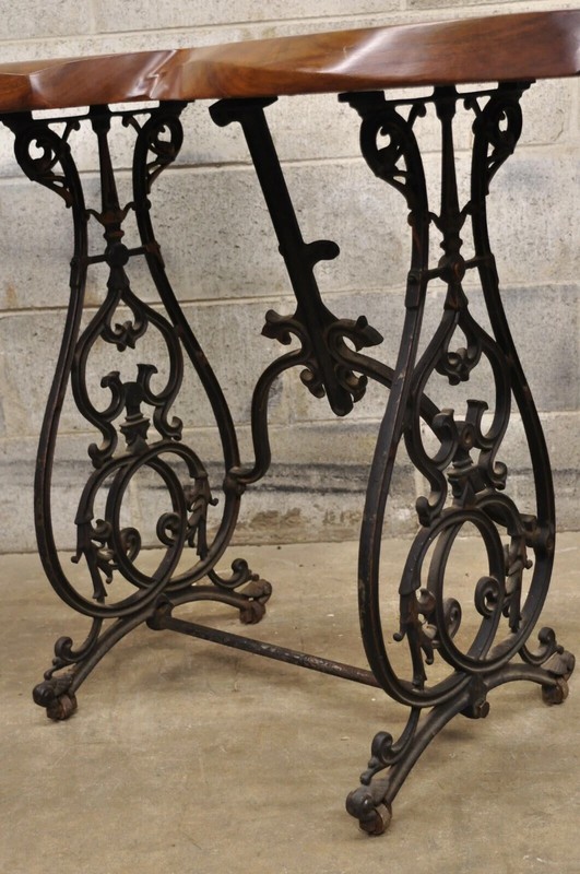 William Herrick Cast Iron Sewing Machine Base Live Edge Walnut Top Console Table gallery