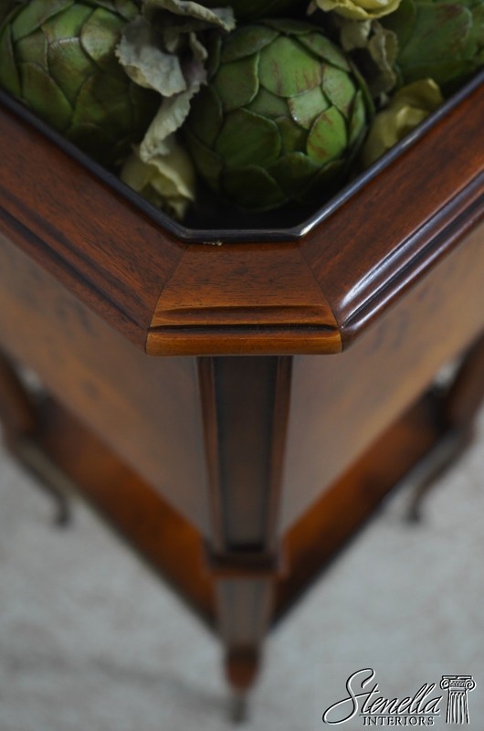 L72649: THEODORE ALEXANDER Burl Mahogany 2 Tier Plant Stand gallery