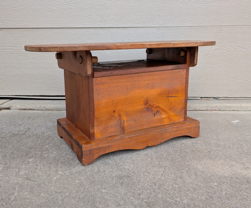 Antique Rustic Primitive Colonial Folk Art Pine Wood Tilt Top Tavern Chair Table gallery
