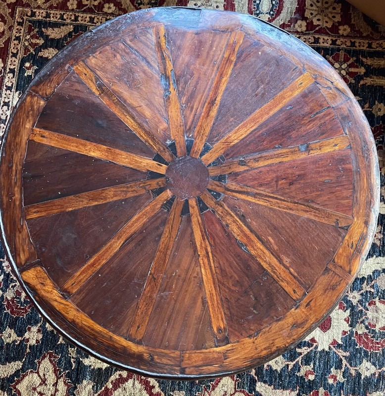 antique wagon wheel coffee table