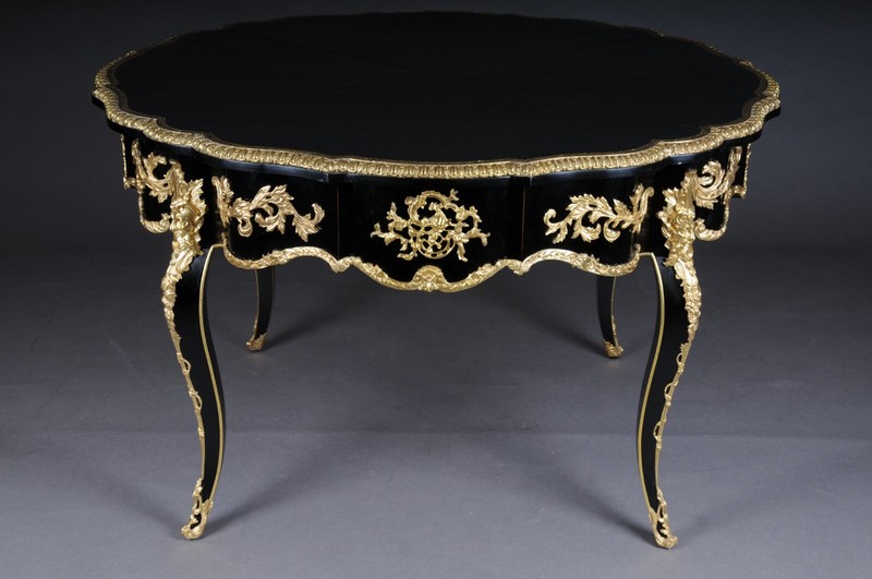 French Coffee Table In Louis XV Style From The 20th Century, Black Gold gallery