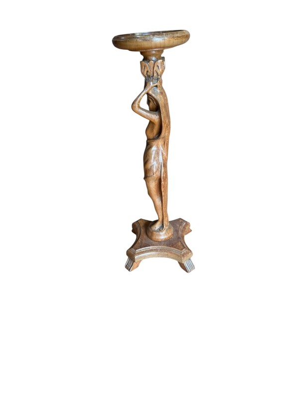 antique French art nouveau figural plant stand pedestal maiden lady gallery