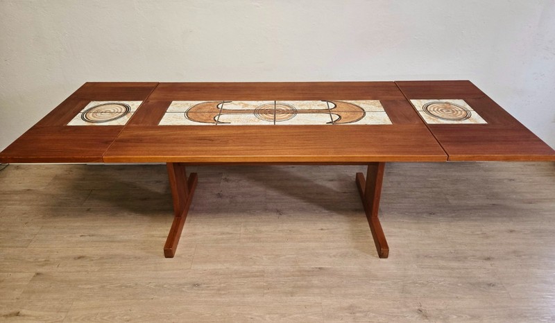 Mid Century Danish Modern Teak Tiled Dropleaf Dining Table-Refinished-Denmark gallery