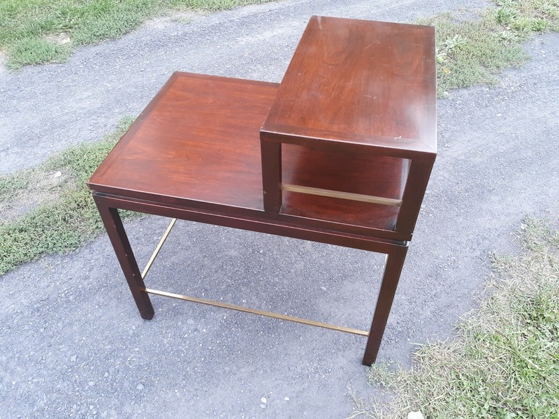 Edward Wormley,Dunbar,end table with brass stretchers gallery