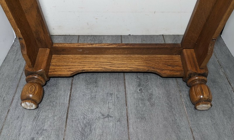Vintage Rustic Short Oak Wood Stained Glass Table Plant Stand French Boho Chic gallery