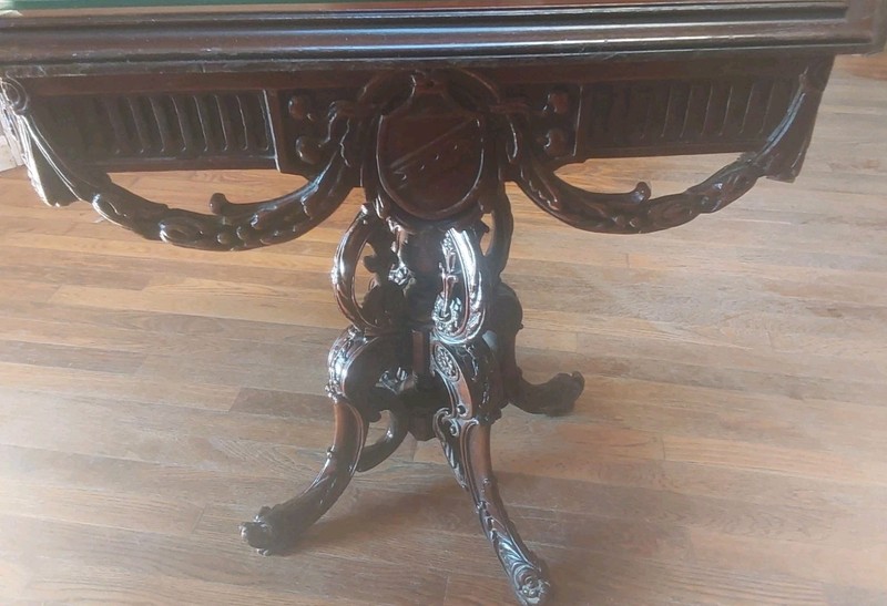 Antique Victorian Carved Octagon Parlor/Library Table With Made To Fit Glass Top gallery