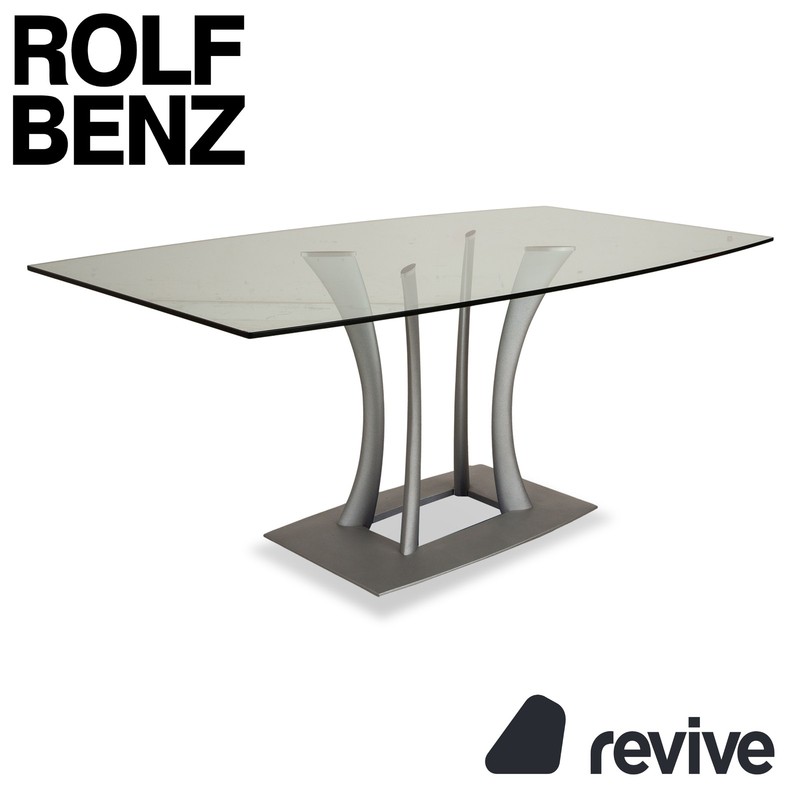 Rolf Benz Glass Dining Table Silver 180 X 90 X 74 Cm