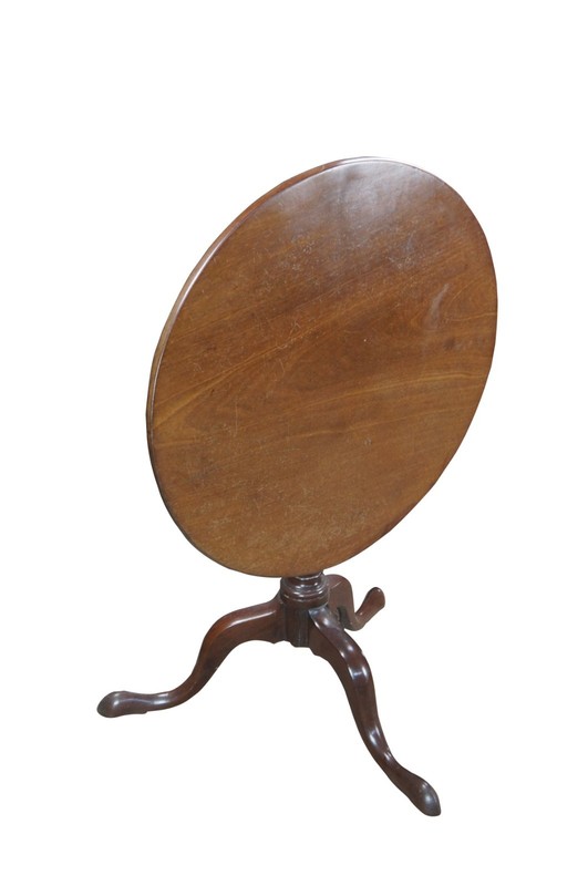 Antique George III Period Solid Mahogany Round Tilt Top Birdcage Tea Table 30" gallery