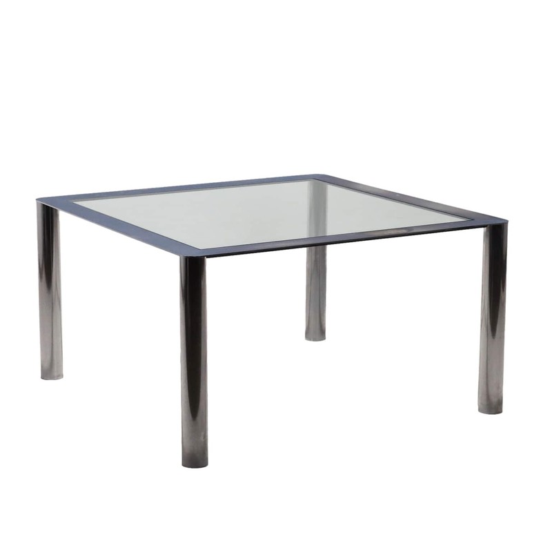 Vintage Table Chromed Metal Glass Italy 1960s-1970s gallery
