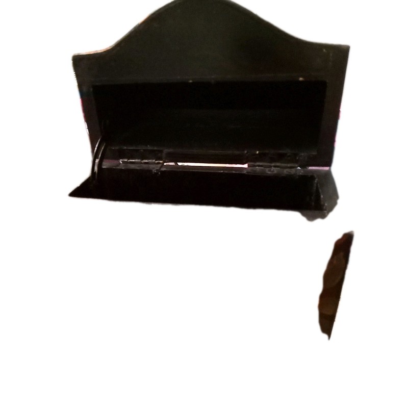 Antique Solid Wood Hand painted Tole Ware Black Floral Caddy 12l X 8 W gallery