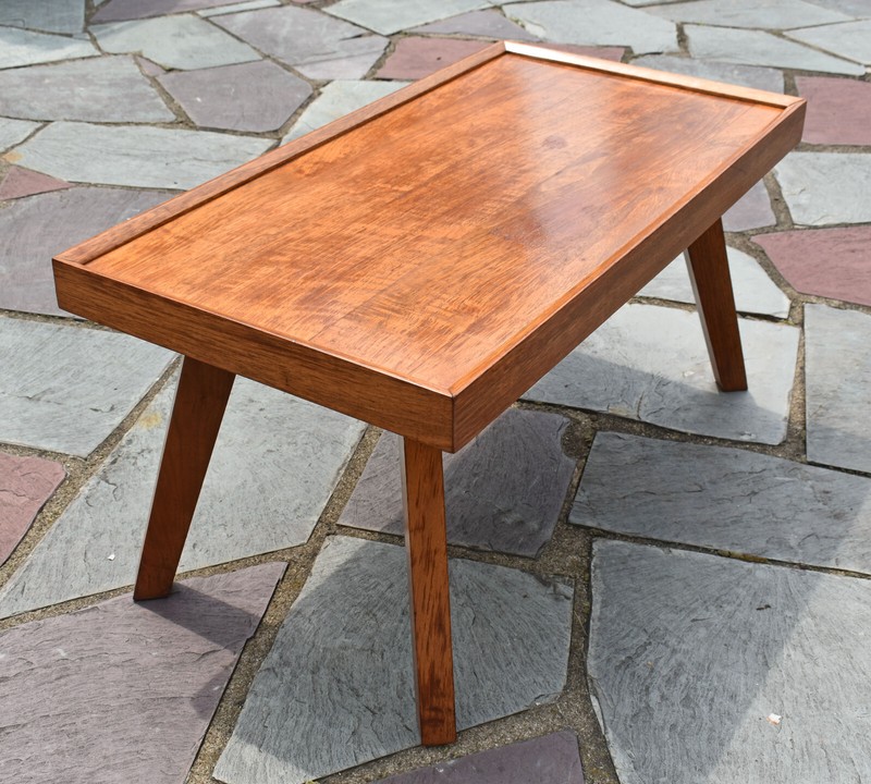 Vintage Mid Century Modern Coffee Table Solid Wood 33x17x13 Raised Edges
