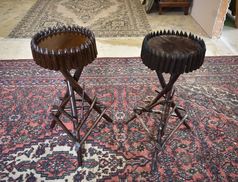 Vintage Primitive Adirondak Style Side Tables or Smoke Stand gallery