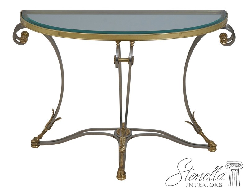 71781: LABARGE Brass & Steel Regency Console Hall Table