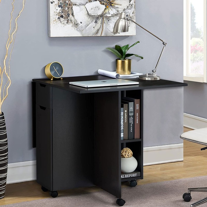 JOMEED Folding Dining Kitchen Table with Drawer and 2-Layer Shelf (For Parts) gallery