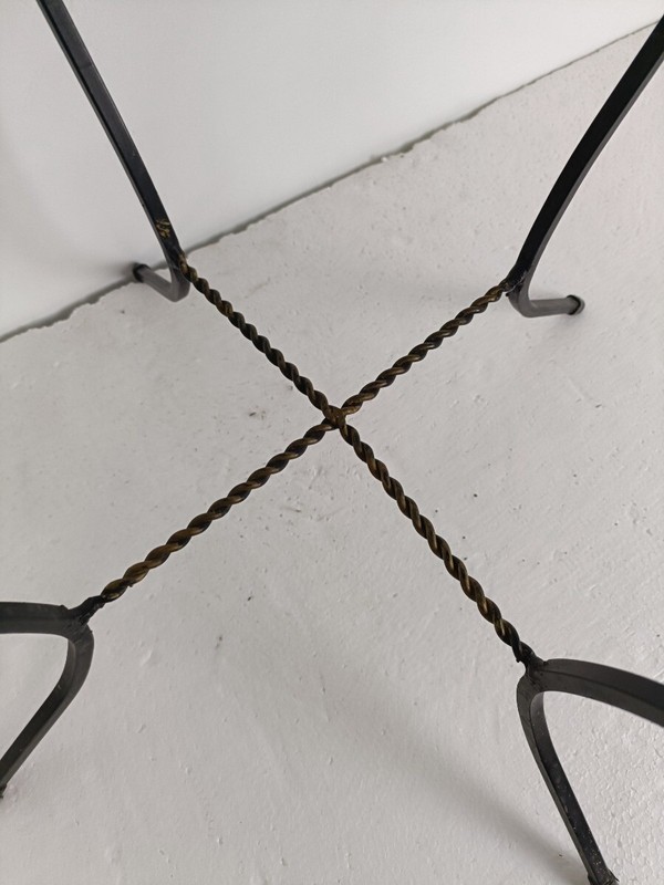 Vintage Small Side Table Plant stand Mosaic tiles Checkered pattern Funky Wrough gallery