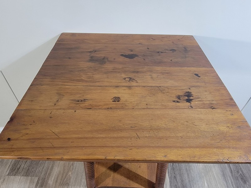 Antique Victorian-Style Two-Tier Parlor Table W/ Bobbin Turned Spindle Legs gallery