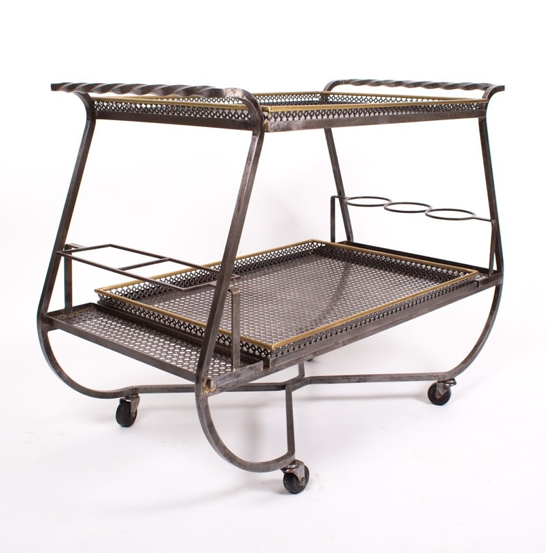 FRENCH MODERNIST serving table MATEGOT Mid century curved legs gallery