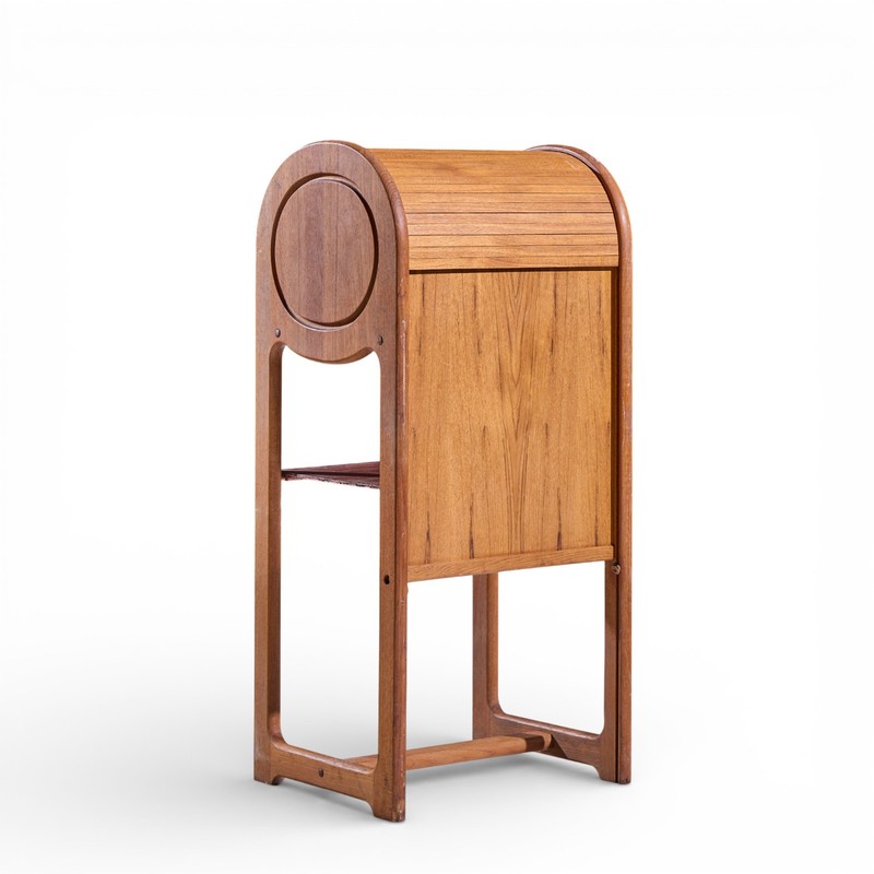 Mid Century Danish Teak Tambour Door Foyer Entry Console Phone Table gallery