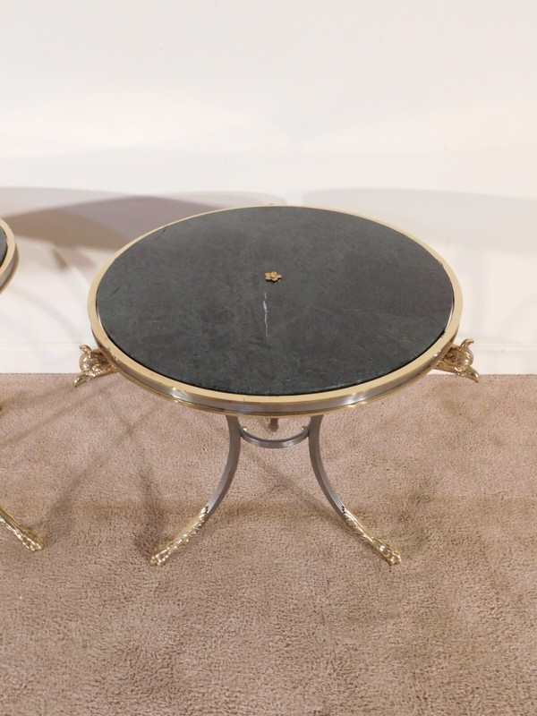 PR #1 Directoire Gueridon Brass & Steel Eagle Head Claw Foot Marble Top Tables gallery