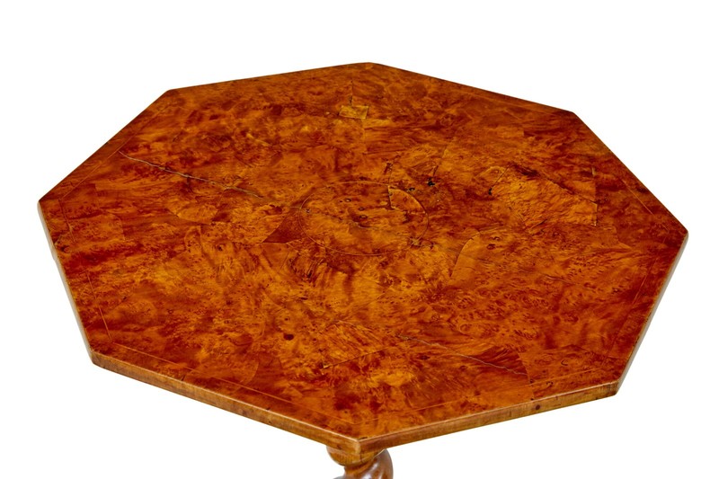 19TH CENTURY SCANDINAVIAN BURR ELM OCTAGONAL SIDE TABLE gallery