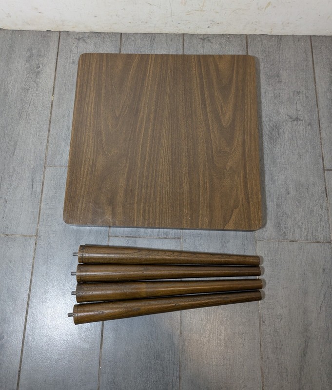 Vintage Mid Century Modern Atomic Formica Walnut Wood Square Side End Table H95 gallery