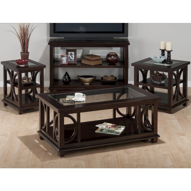 Panama Brown Contemporary Wood and Glass Coffee Table gallery