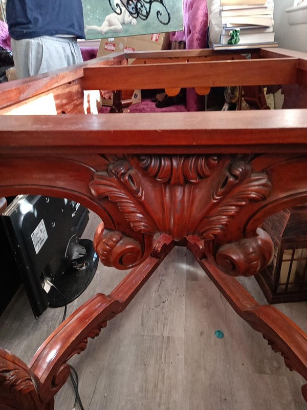 Antique Hand Carved Solid Wood Magnificent Table Glass Granite Or Marble Is A…