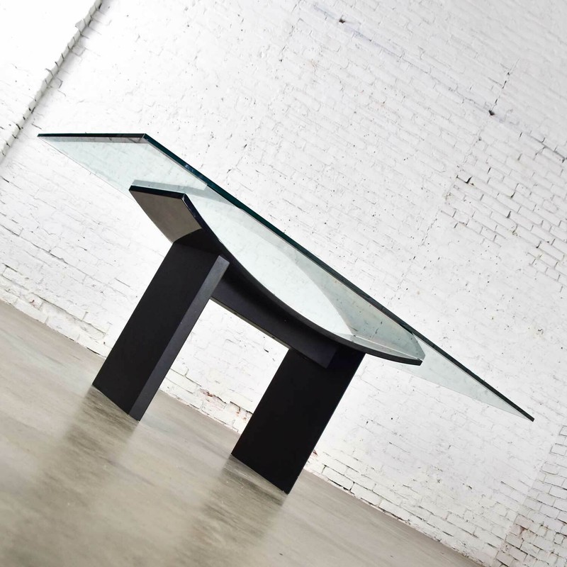 Italian Dining Table by Pietro Costantini Black Lacquer & Geometric Inlay gallery