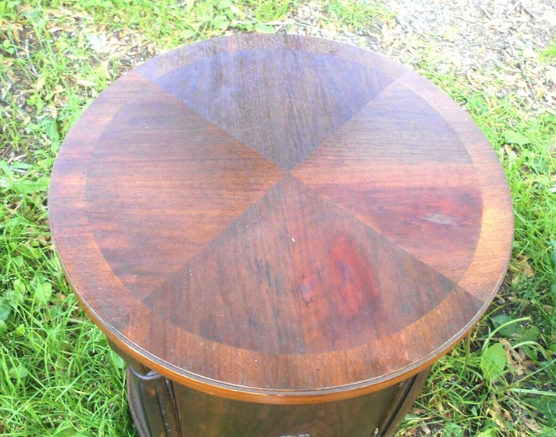 PAIR OF MID CENTURY REGENCY SINGLE DOOR DRUM TABLES gallery