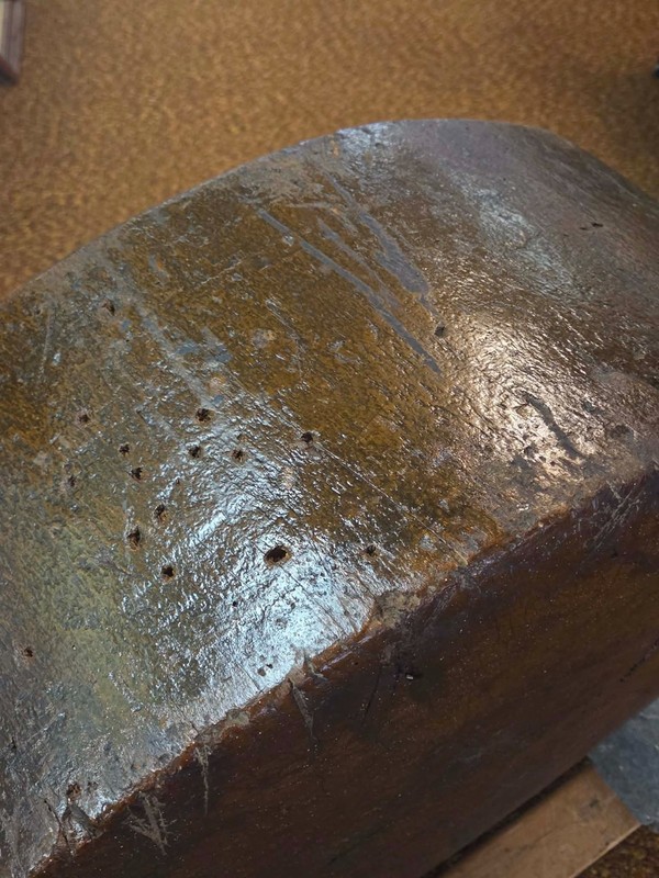 ANTIQUE Primitive Round Wooden Butcher Block Coffee Pub Table 32" x 11" gallery