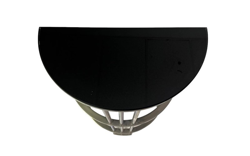 Demilune Console Table By Jean Michel Wilmotte Art Deco Chrome Black Glass Top gallery