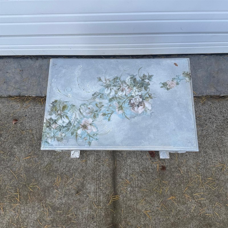 Refinished Small Rococo Revival Floral Paper Accent Table - Local Pickup Only gallery