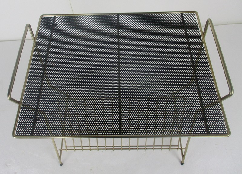 Atomic Perforated Wire Iron Cart Trolley Music Albums Side Table Mid Century M gallery