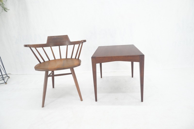George Nelson Style Mid Century Modern Walnut Side End Table on Tapered Leg MINT gallery