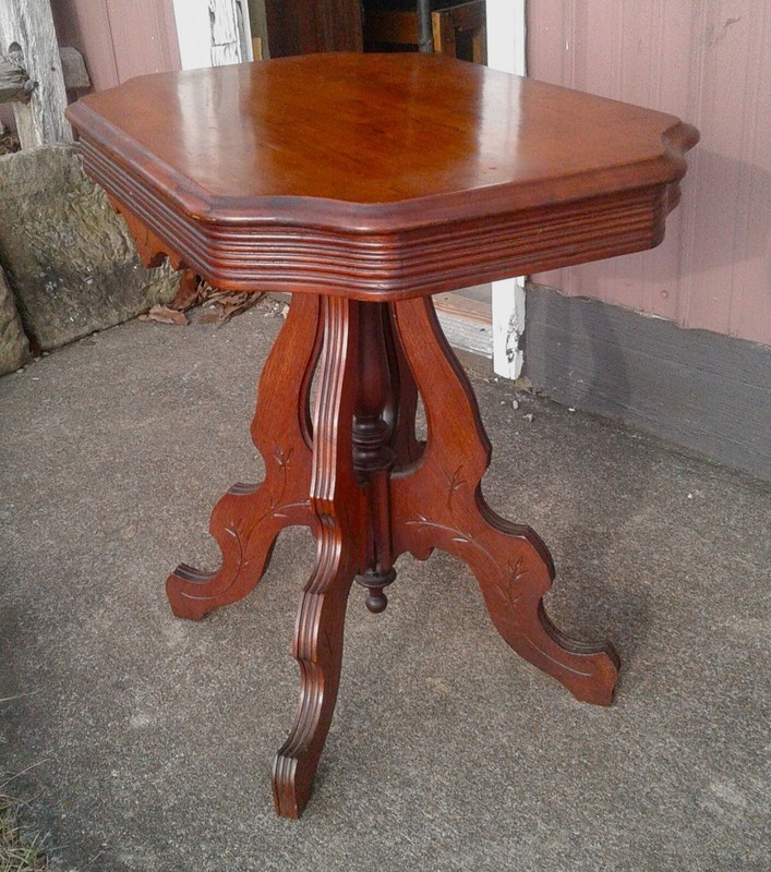 Antique Victorian Eastlake Solid Walnut Parlor Table 1870s gallery