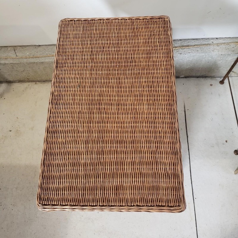 Vintage Wicker Rattan & Wood End Table Magazine Rack Book Shelf 24"x15"x24" MINT gallery