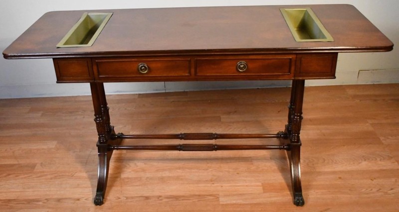 1920 Antique LANE Regency Mahogany sofa table / console table with planters
