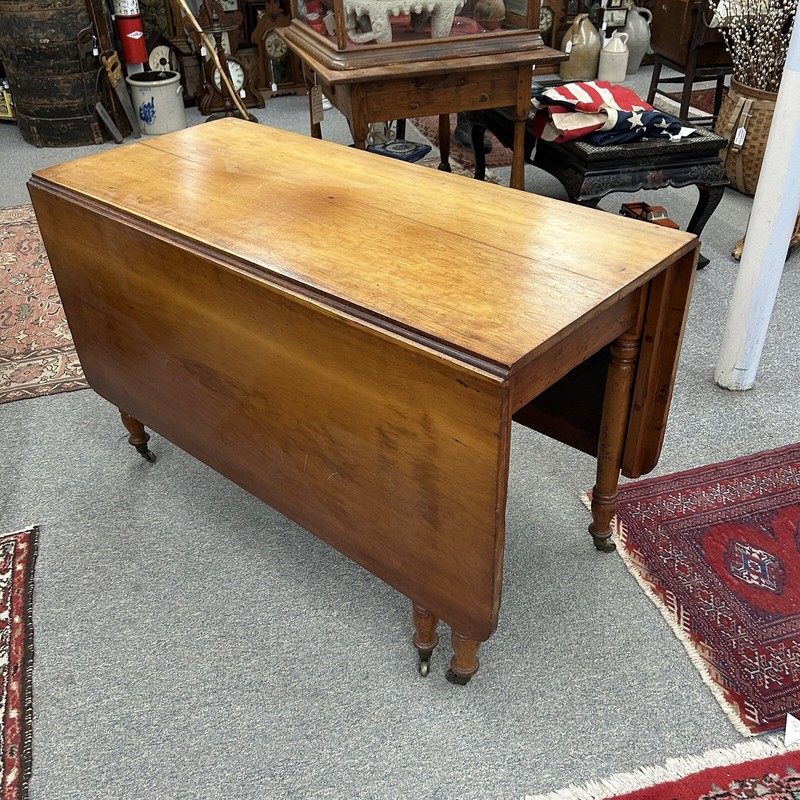 Stunning Antique Large Sheraton Drop Leaf Table With turned legs gallery
