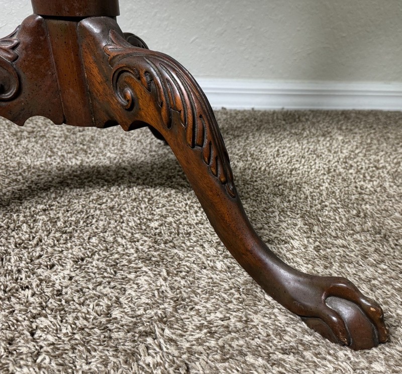 Baker Mahogany Chippendale Style Tilt-Top Table w/ Birdcage and Ball & Claw Feet gallery