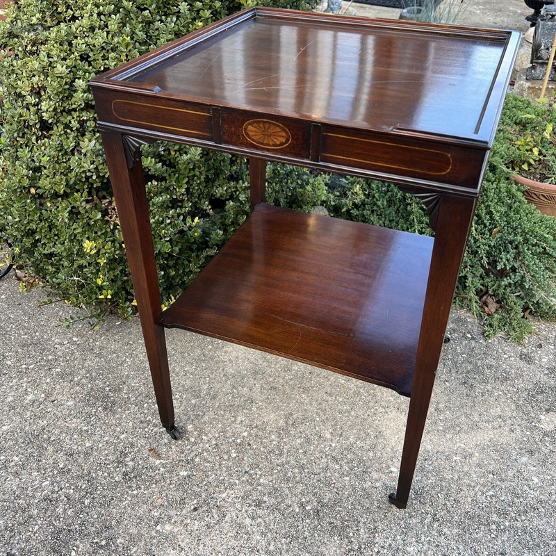 HENREDON Inlay Wood End Table 19x19x27 Wheel Inlaid Marquetry