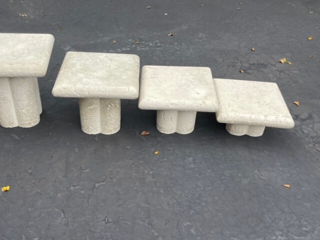 Postmodern Cast Faux Coral Stone Square Top Nesting Tables gallery