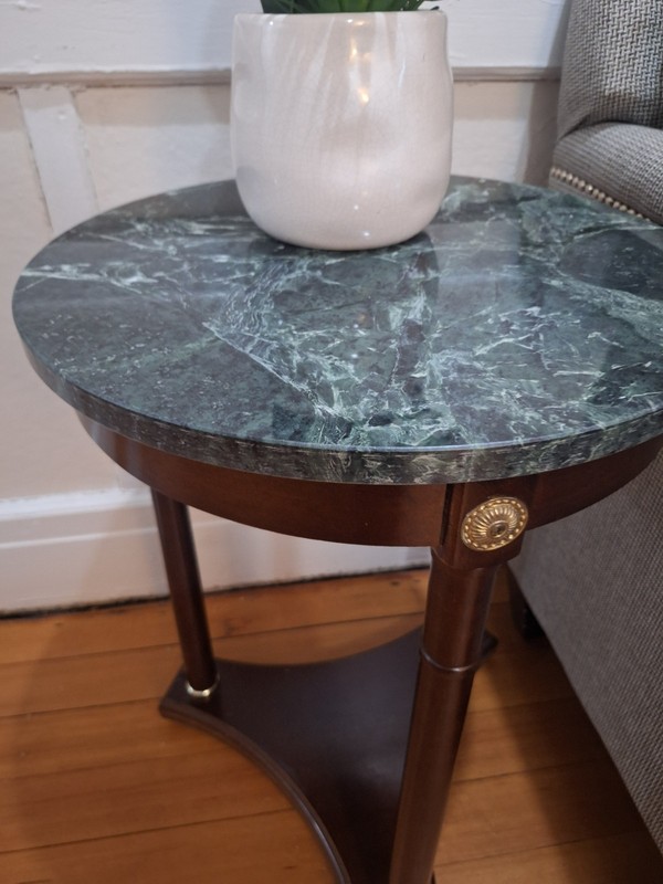 Mid 20th Century Regency Style Marble Pedestal Side Table from bombay company