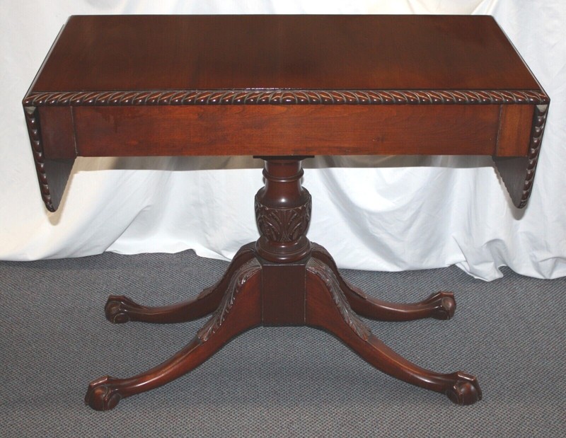 Antique FELDENKRAIS 1-Drawer, Double-Drop Leaf, Chippendale Style Mahogany TABLE gallery