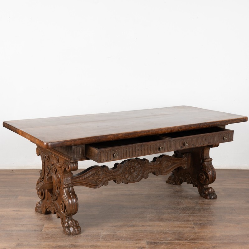18th Century Italian Carved Walnut Desk or Console Table gallery