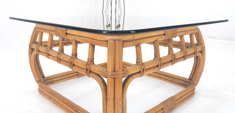 Ficks Reed Bamboo & Reed Square Glass Top Coffee Table c.1970s Mint! gallery