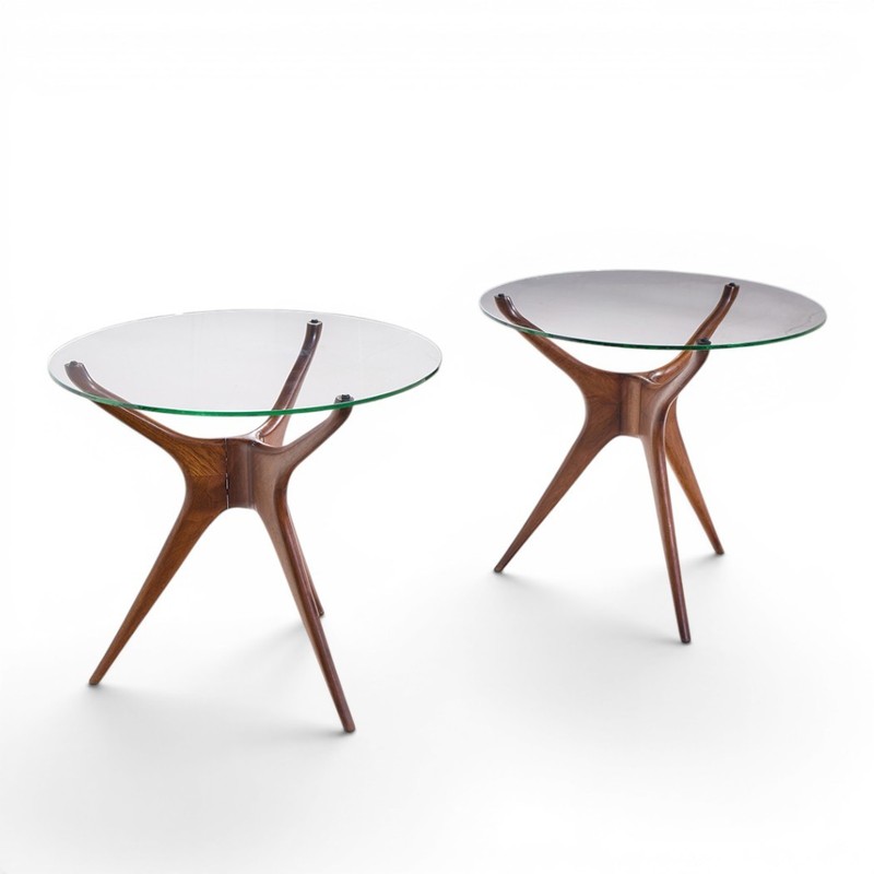 Vladimir Kagan For Dreyfuss Walnut Tri-Symmetric Sculptural Side Tables - Pair gallery
