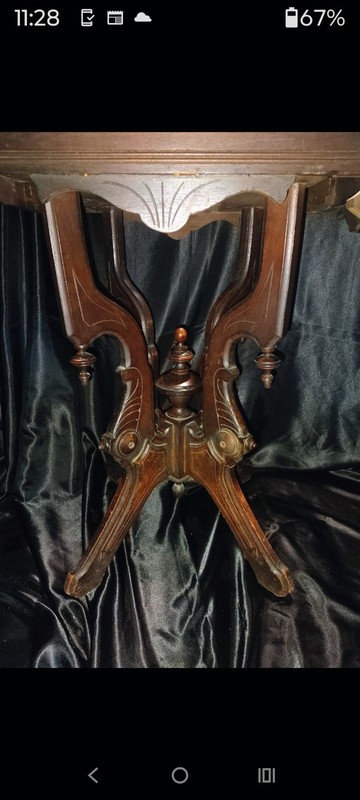 Antique Victorian Eastlake Walnut Parlor Table 1880s gallery