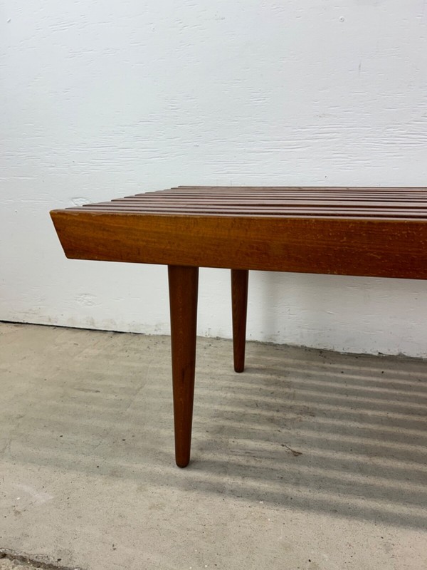 Mid Century Modern Walnut Slat Bench Coffee Table gallery